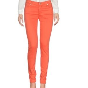 7 for All Mankind orange stretchy skinny jeans